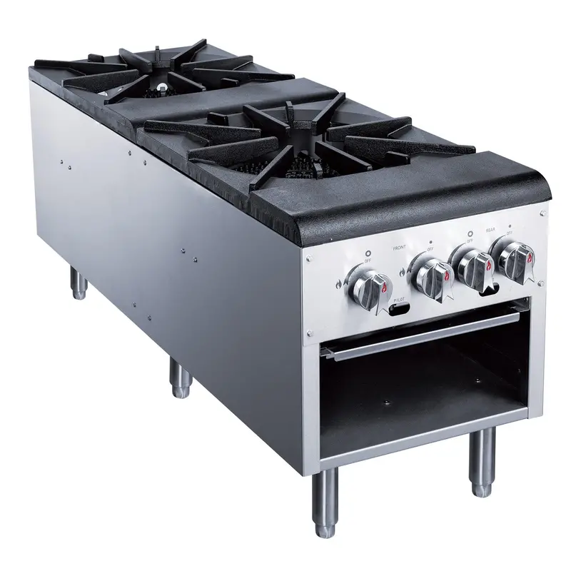 Dukers Dcspa2 Commercial Countertop Stock Pot Range – 18" Dual-Burner, 16,000 Btu/Hr, Natural Gas Or Lp 1