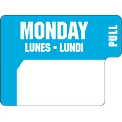 Ecolab Duralabel Day Markers – 1" X 3/4" Trilingual Labels (English/French/Spanish), 1000-Count 1