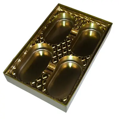 Elongated Cookie Gift Box – 4-Cavity Gold-Finished Insert Tray 1