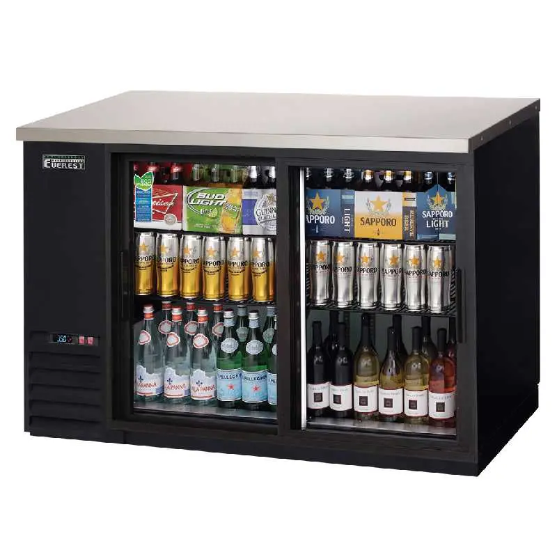 Everest Ebb59G-Sd Commercial 57" Dual-Section Back Bar Cooler With Sliding Doors 1