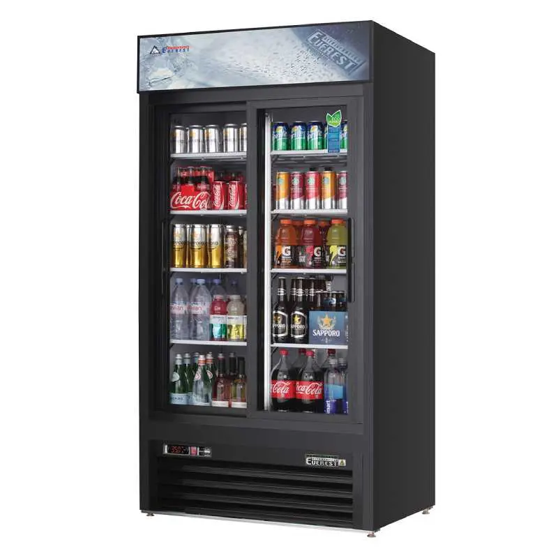 Everest Emgr33B Commercial Glass-Door Merchandiser – 39" Wide, 33 Cu. Ft., Sliding Doors 1