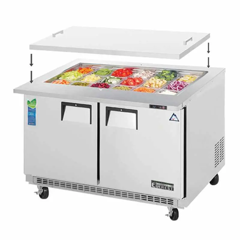 Everest Eotp2 Mid-Size Open-Top Prep Table – 47" Wide, 18-Pan Capacity 1