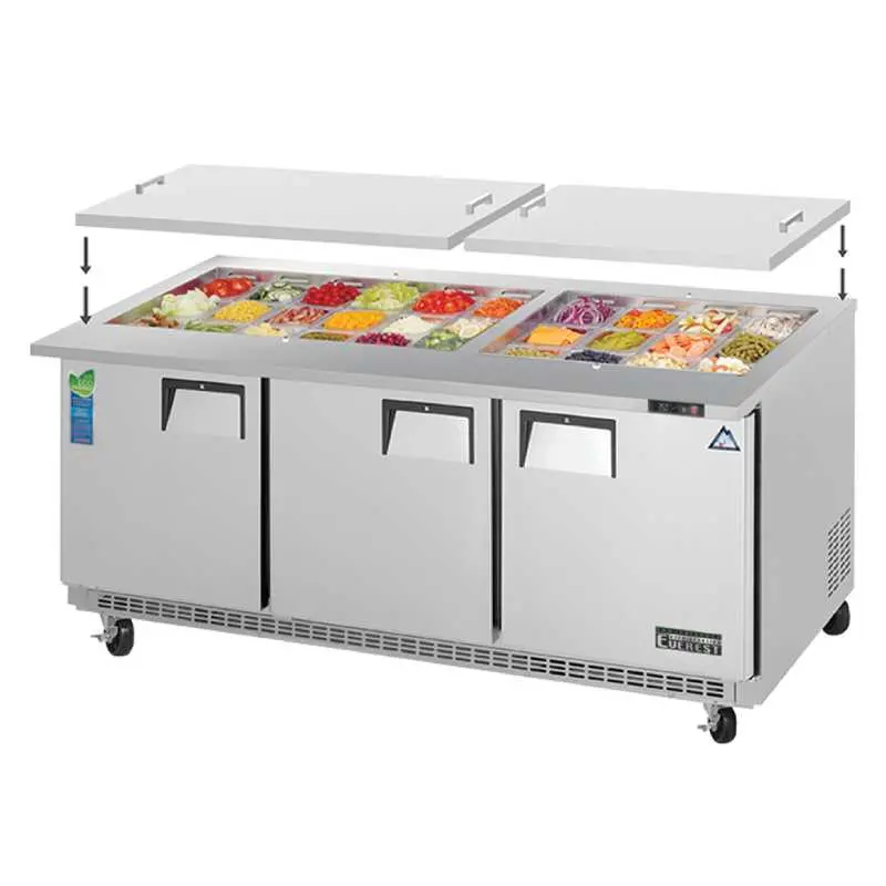 Everest Eotp3 Open-Top Mega-Top Prep Table – 71" Wide, 30-Pan Capacity 1