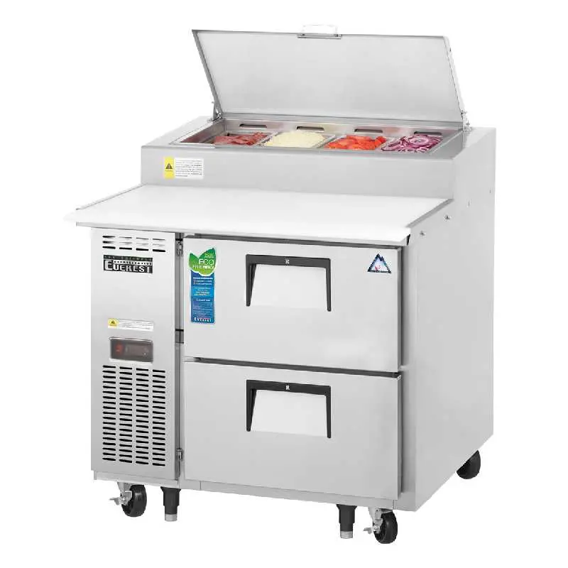 Everest Eppr1-D2 35-Inch 4-Pan Pizza Prep Table Refrigerator With Dual Drawers 1
