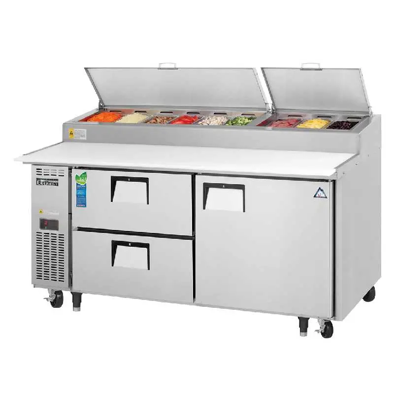 Everest Eppr2-D2 71-Inch 9-Pan Pizza Prep Table Refrigerator With Two Drawers 1