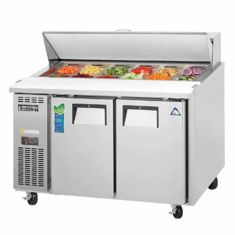 Everest Epr2-24 Dual-Section Salad Prep Refrigerator – 47 Inch, 12-Pan Layout 1