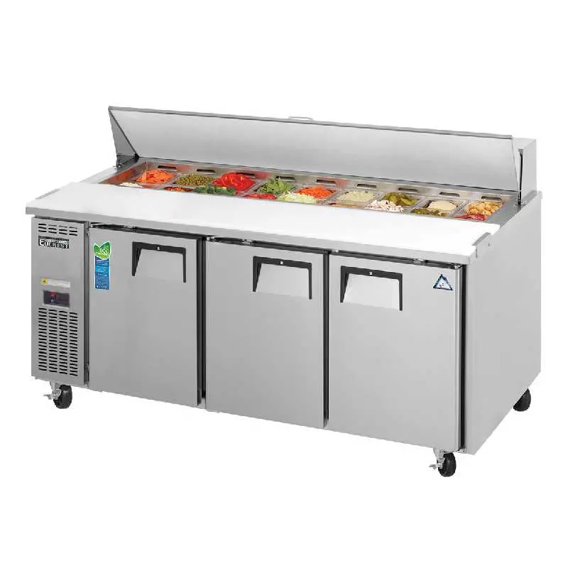 Everest Epr3 Commercial Salad Prep Table – 71" Wide, 18-Pan, Triple-Section Refrigerated Unit 1