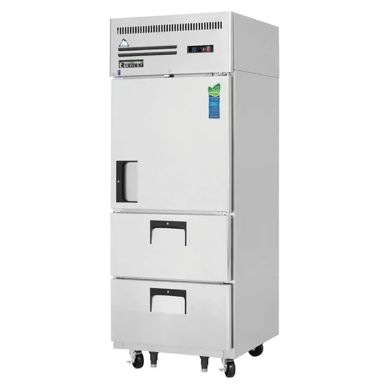 Everest Esr1D2 29-Inch Single-Solid-Door Commercial Refrigerator With Dual Drawers – 23 Cu. Ft. 1