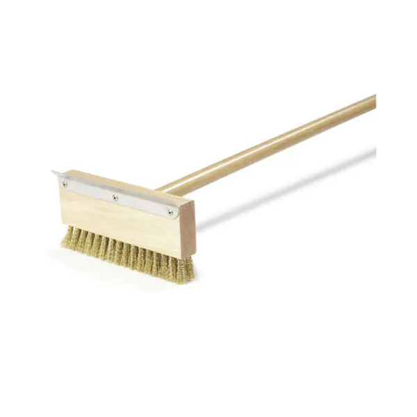 Felton Heavy-Duty Pizza Oven Brush With Scraper – Brass Bristles & Wooden Handle 1