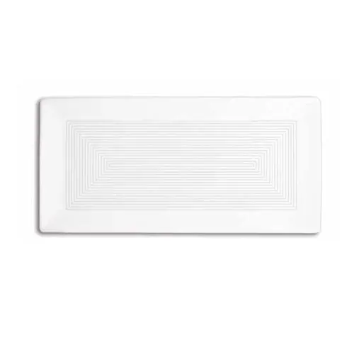 Front Of The House Spiral Rectangular Serving Platter – 14" X 7", Matte White, 4-Pack 1