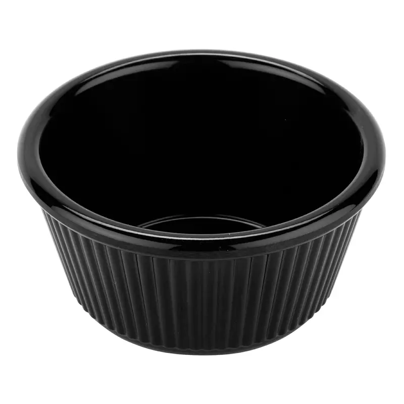 G.E.T. Fluted 4 Oz Black Melamine Ramekin Set (48-Pack) 1