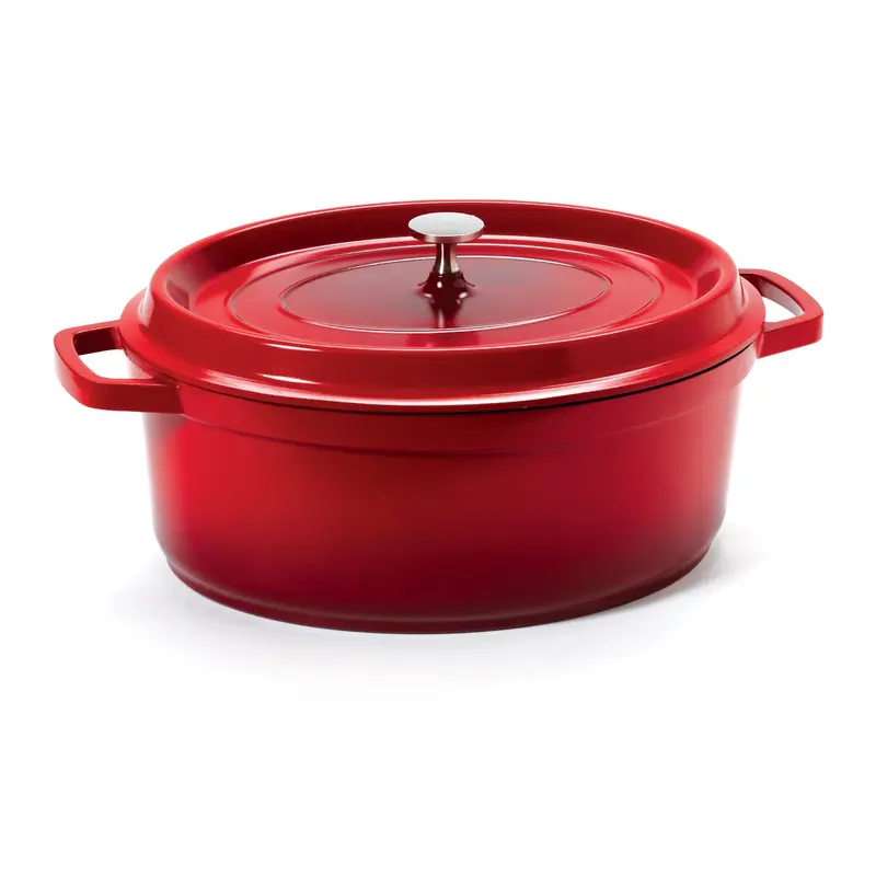 G.E.T. Heiss Red Cast Aluminum Oval Dutch Oven – 6.5-Quart, Durable Enamel-Free Finish 1