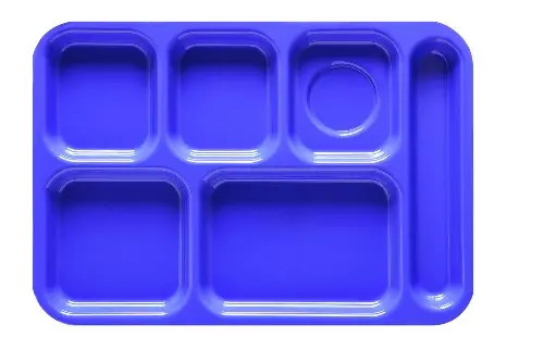 Get Tr152Pb Peacock Blue Lunch Tray – Right-Hand 6-Compartment Layout, 14.5" X 10" 1