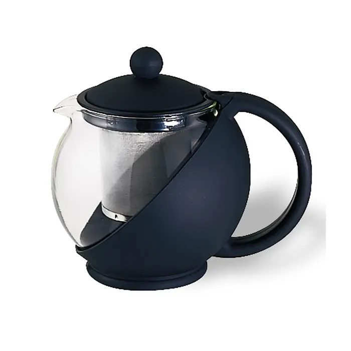 Glass And Black Plastic Tea Ball Infuser Pot – 20-Ounce Dual-Function Steeping And Serving Jar 1