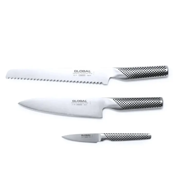 Global 3-Piece Chef’S Knife Set – G-55 Santoku, G-9 Utility, Gsf-46 Paring 1