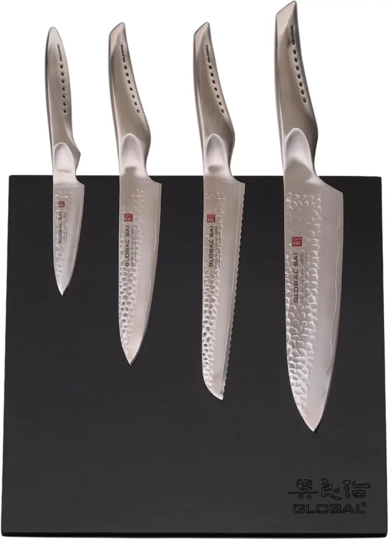 Global G-Sab45001 Bitoku 5-Piece Sai Essentials Knife Block Set – Sleek Black Forged Knives 1