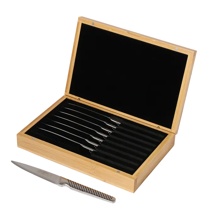 Global Gsf-8022/Sbxb 8-Piece Steak Knife Set In Bamboo Presentation Box 1