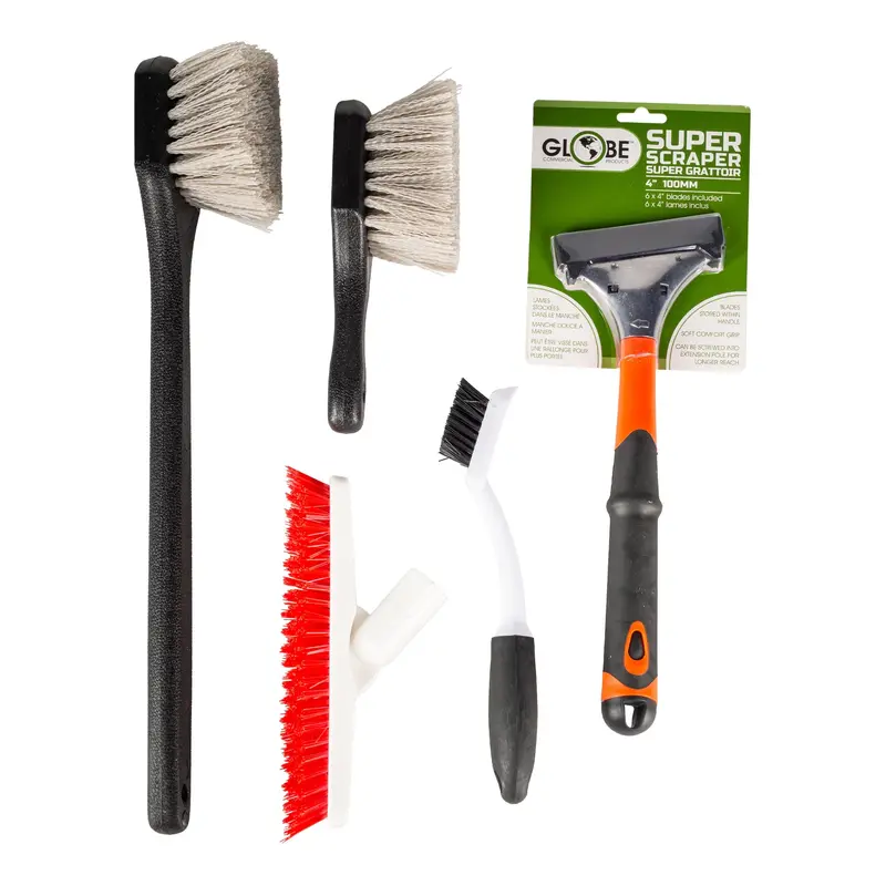 Globe 5-Piece Commercial Cleaning Brush & Scraper Kit 1