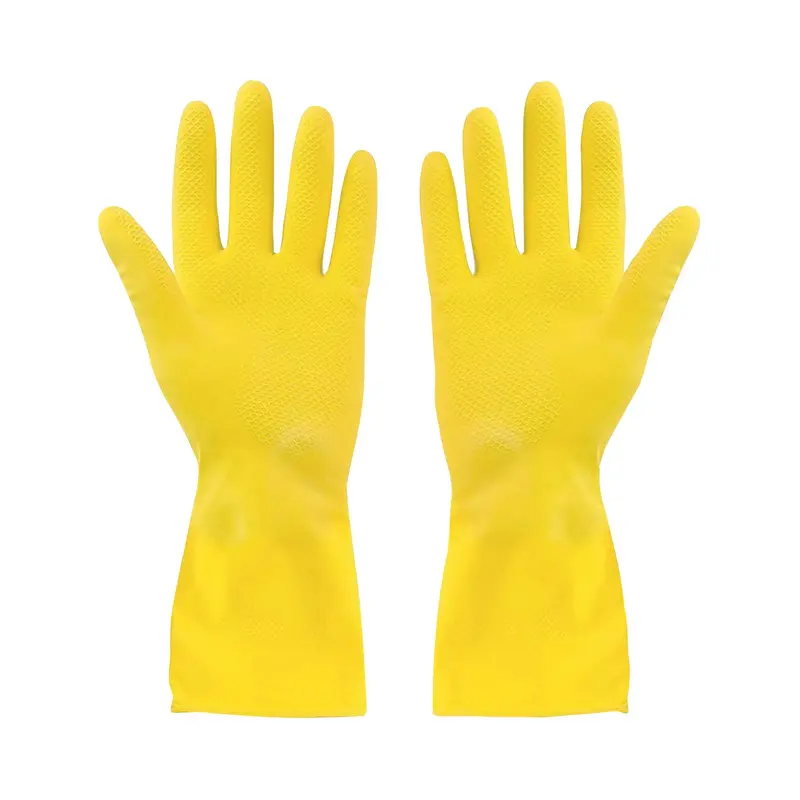 Globe Flock-Lined Rubber Gloves – Yellow, One Pair 1