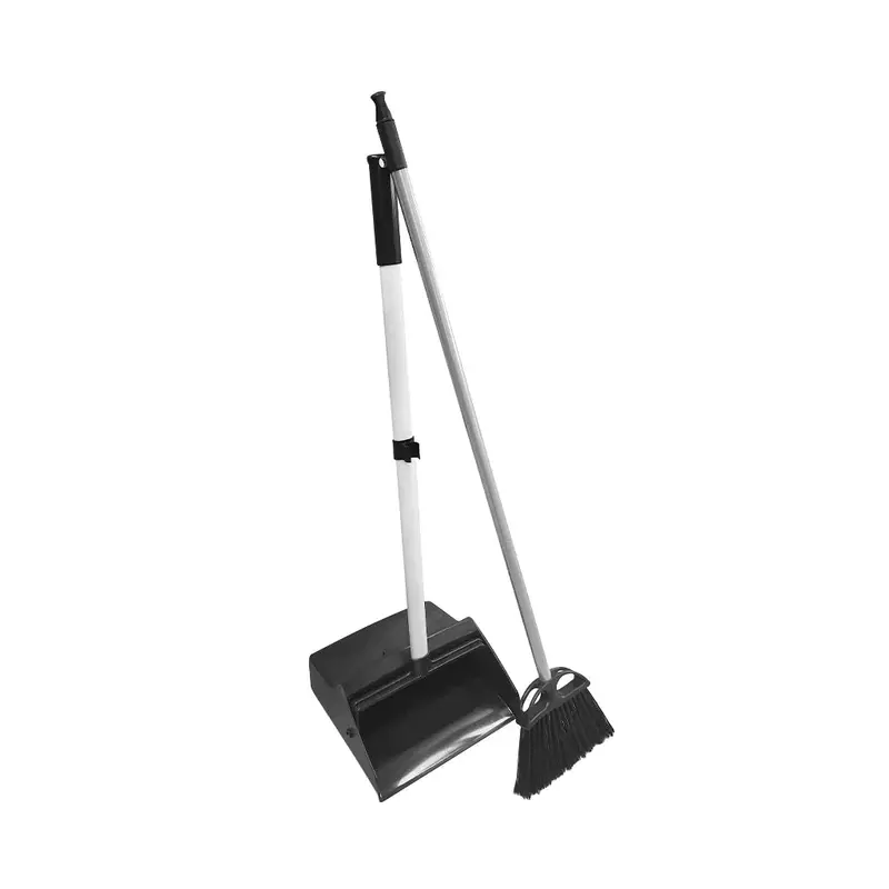 Globe Heavy-Duty Lobby Broom And Dustpan Set – All-In-One Black Cleaning Kit 1