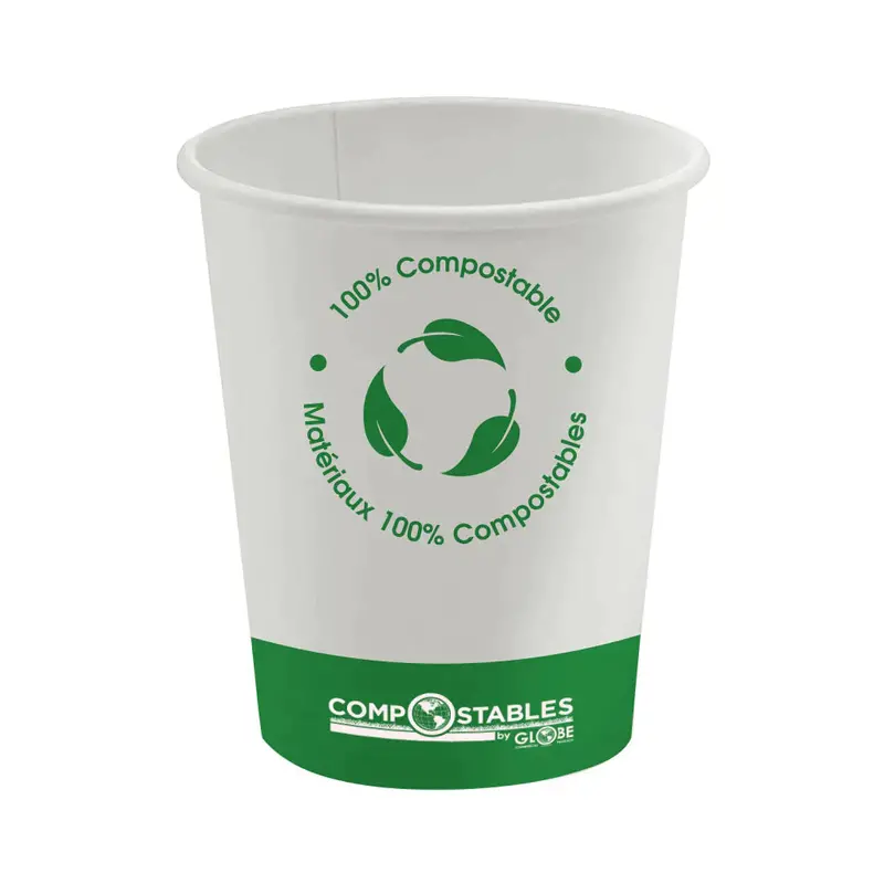 Globe Single-Wall Compostable Hot/Cold Paper Cups – White, 1000-Count Pack 2