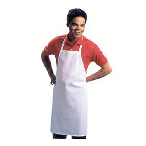John G. Brown Econo-Style Bib Apron – Lightweight White Fabric 1