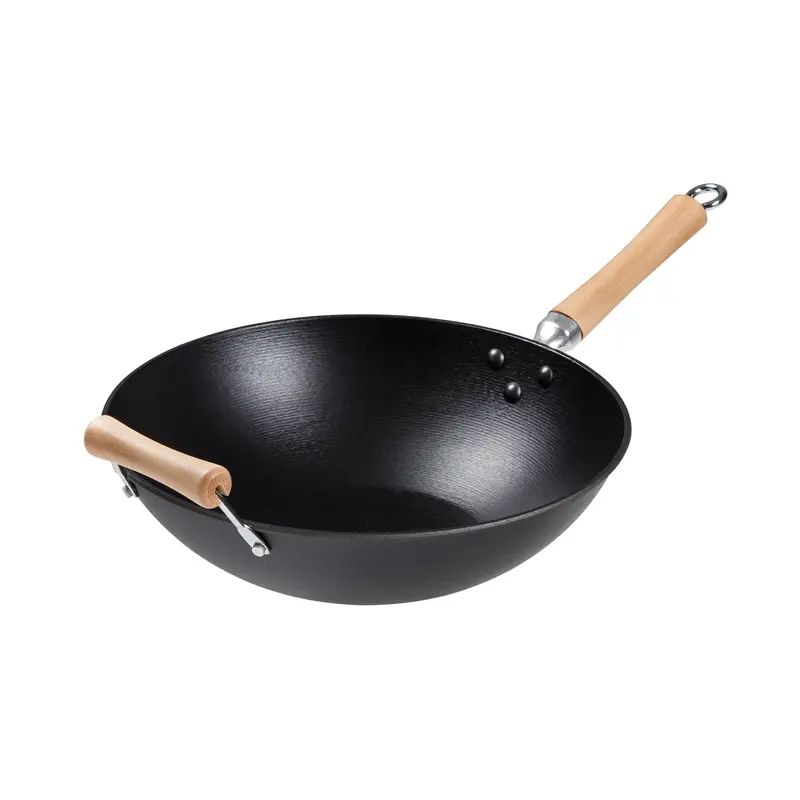 Joyce Chen Cast Iron Flat-Bottom Wok – 14-Inch With Maple Wood Handle 1