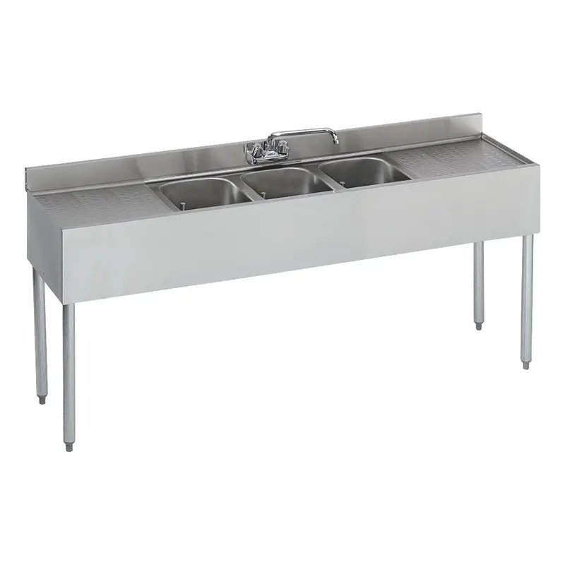 Krowne 18-63C Triple-Compartment Bar Sink – 72-Inch Stainless Steel Commercial Unit 1
