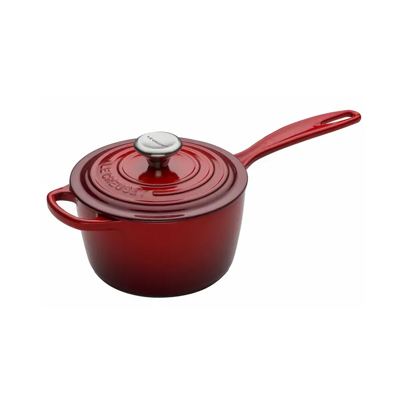 Le Creuset 1.75-Quart Signature Saucepan In Cerise Red – Stainless Knob 1