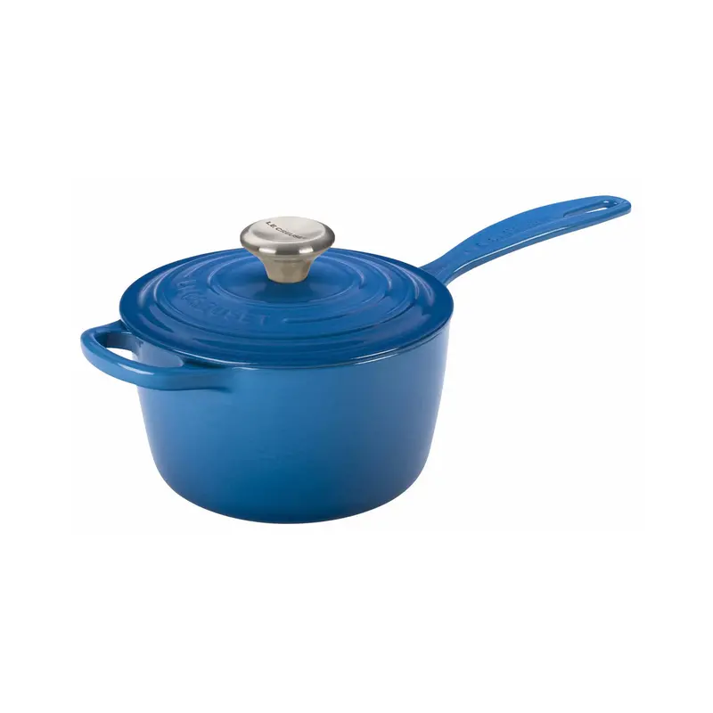 Le Creuset 1.75-Quart Signature Saucepan In Marseille Blue – Stainless Knob 1