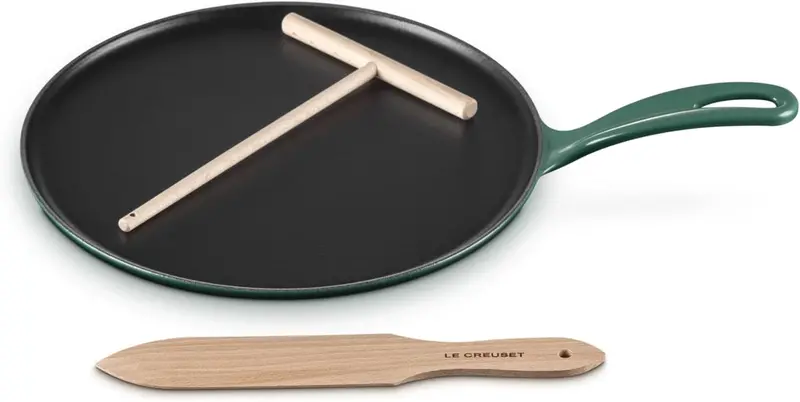 Le Creuset 10.25-Inch Round Crepe Pan In Artichaut Green 1