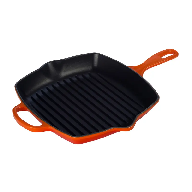 Le Creuset 10.25-Inch Square Grill Skillet – Classic Flame Orange Enamel 1