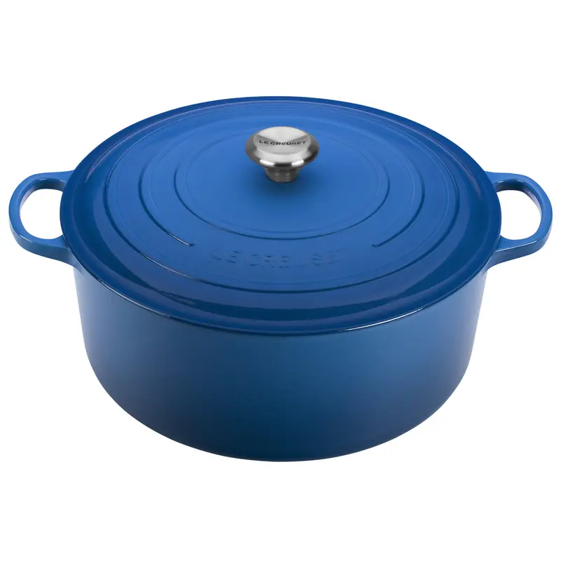 Le Creuset 13.25-Quart Signature Round Dutch Oven In Marseille Blue – Stainless Knob & Engraving Option 1