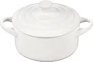 Le Creuset 14 Oz Mini Round Stoneware Cocotte – Pure White 1