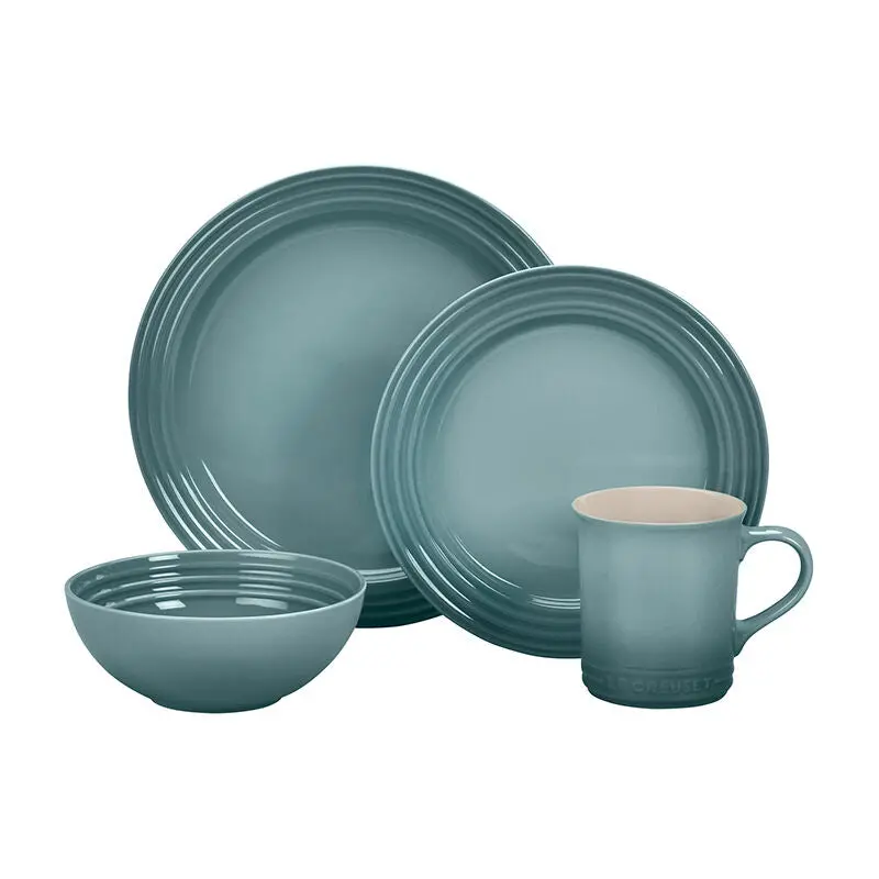 Le Creuset 16-Piece Dinnerware Set In Sea Salt Gray 1