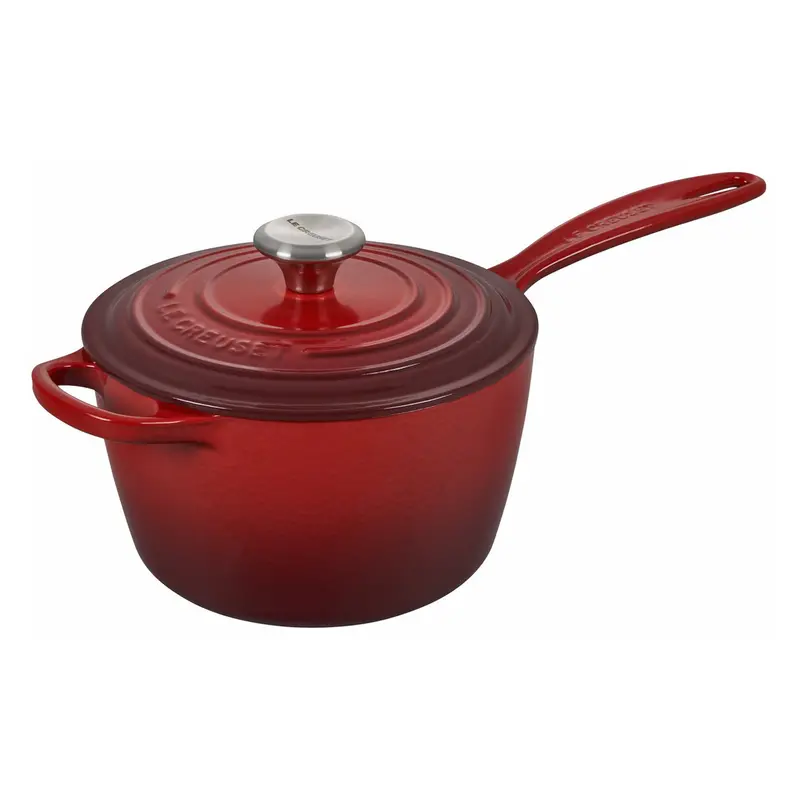 Le Creuset 2.25-Quart Signature Saucepan In Cerise Red – Stainless Knob & Engraving Option 1