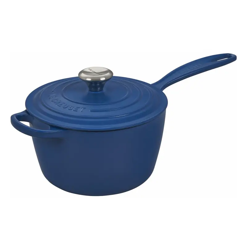 Le Creuset 2.25-Quart Signature Saucepan In Marseille Blue – Stainless Knob & Engraving Option 1