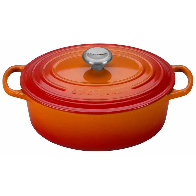 Le Creuset 2.75-Quart Signature Oval Dutch Oven In Flame Orange – Stainless Knob & Engraving Option 1
