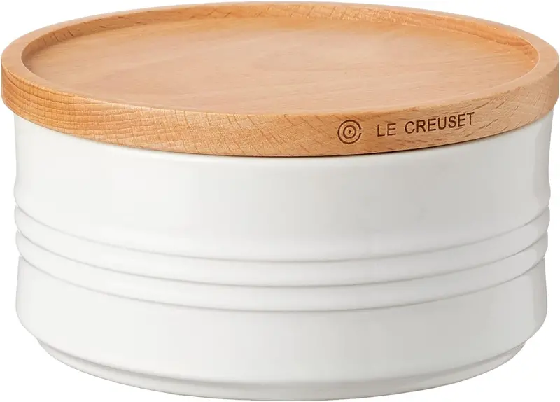 Le Creuset 23-Ounce Canister With Wood Lid – Pure White 1
