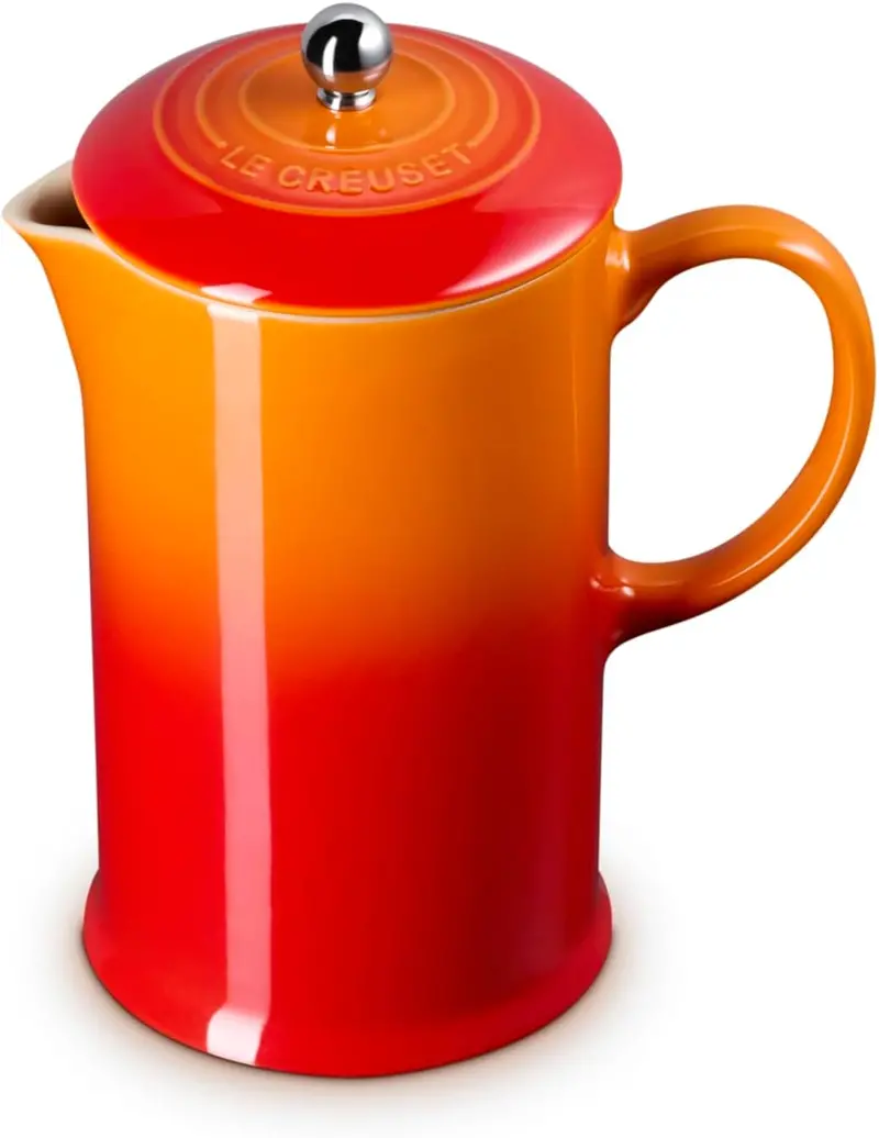 Le Creuset 34 Oz French Press – Iconic Flame Orange Enamel Design 1