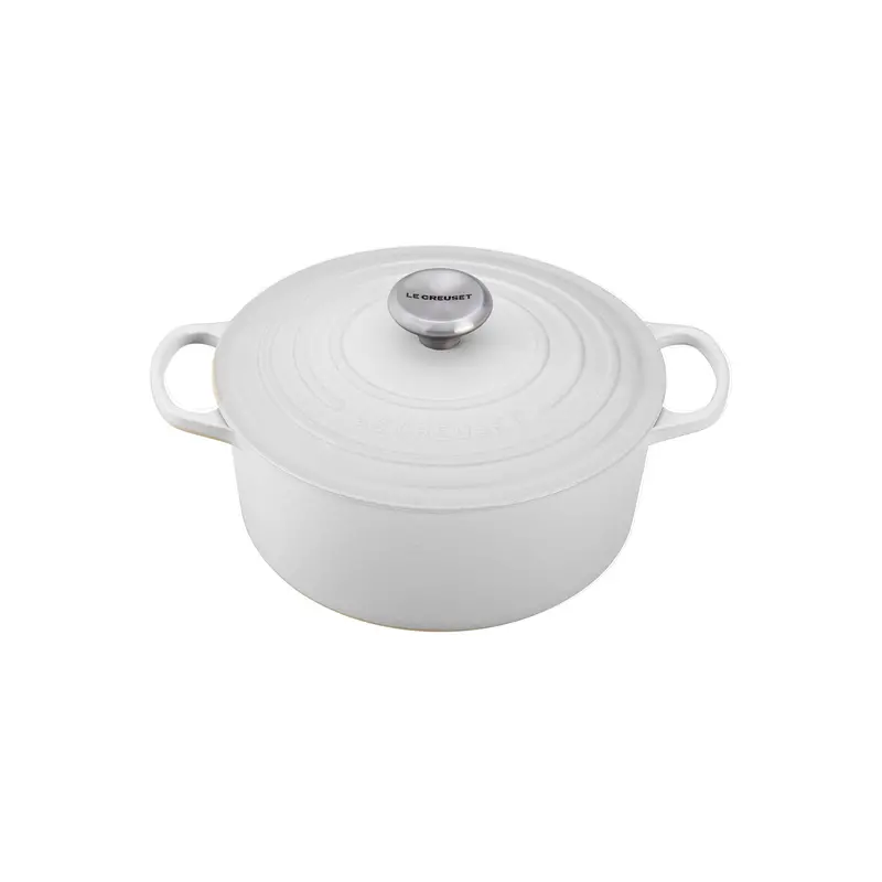 Le Creuset 5.5-Quart White Round Dutch Oven – Signature Enameled Cast Iron & Stainless Knob 1