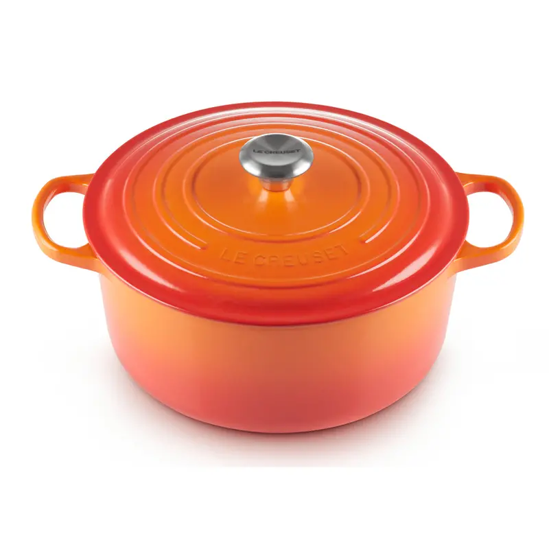 Le Creuset 7.25-Quart Signature Round Dutch Oven In Flame Orange – Stainless Steel Knob & Custom Engraving 1