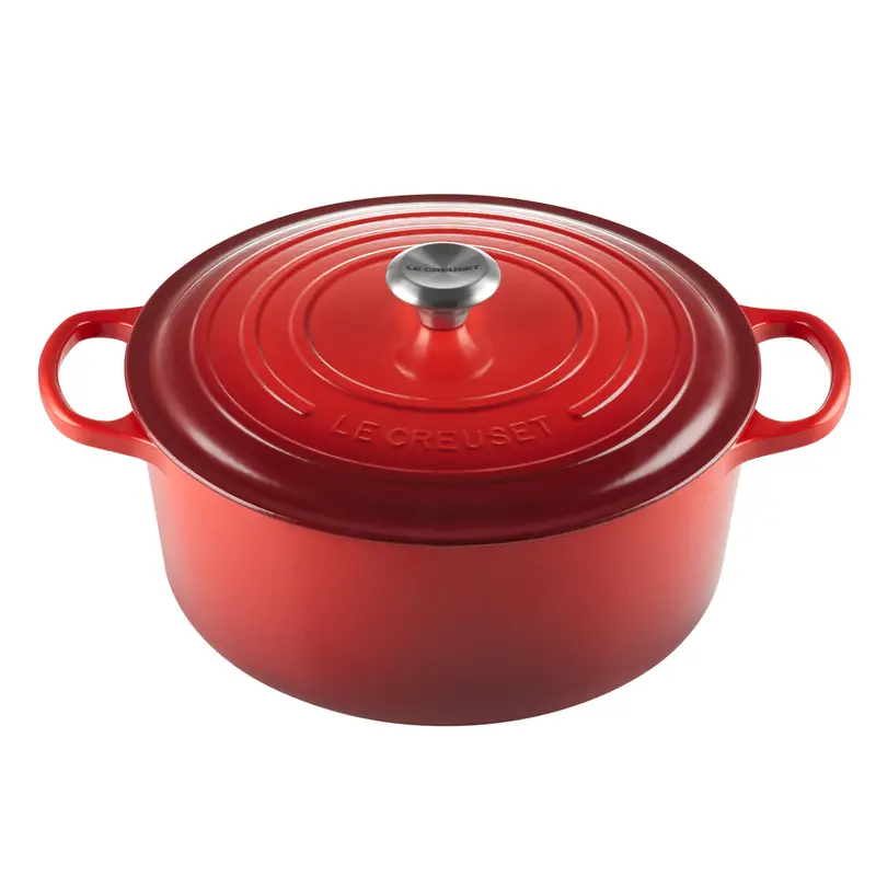 Le Creuset 9-Quart Signature Round Dutch Oven In Cerise Red – Stainless Steel Knob & Custom Engraving Option 1