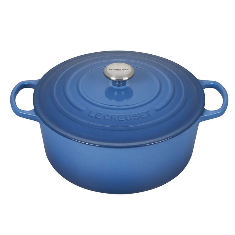 Le Creuset 9-Quart Signature Round Dutch Oven In Marseille Blue – Stainless Steel Knob & Engraving Available 1