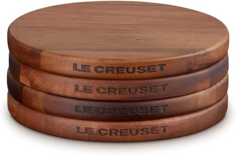 Le Creuset Gourmand Collection – Set Of 4 Petite Magnetic Wooden Trivets 1