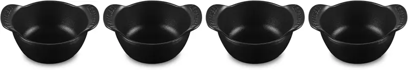 Le Creuset Gourmand Mini Round Cocotte Set (4-Pack) – 1/3 Qt, Matte Black 1