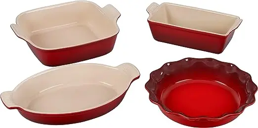 Le Creuset Heritage 4-Piece Ceramic Bakeware Set In Cerise Red 1
