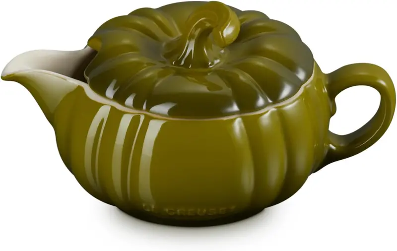 Le Creuset Olive Pumpkin Gravy Boat With Lid – 14 Oz 1