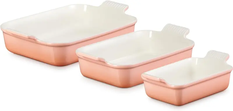 Le Creuset Peach Heritage Rectangular Dish Set (3-Piece) 1