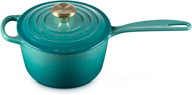 Le Creuset Riviera 1.75-Qt Signature Saucepan With Light Gold Knob 1